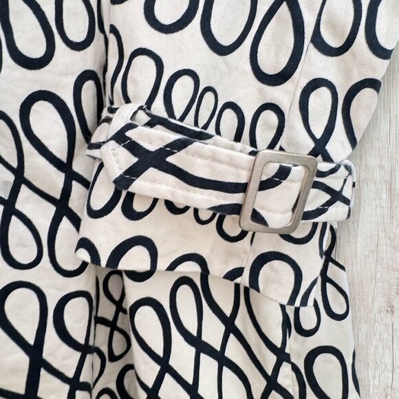 VERTIGO Paris Infinity Symbol Ivory Black Abstract Print Trench Rain Coat Jacket - Picture 3 of 3